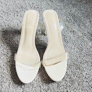 Lee White Sandal Heels with Clear Straps